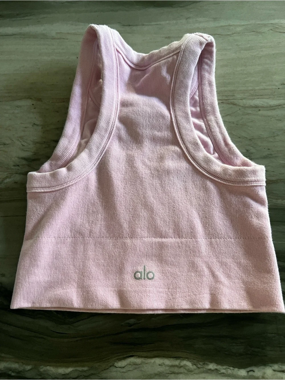 ALO Yoga Pink Ribbed High-Neck Crop Sports Bra